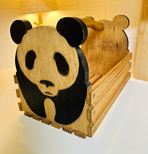 Vintage wooden panda bear - vintage,